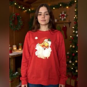 Unisex Vintage-Inspired Red Santa Face Sweatshirt